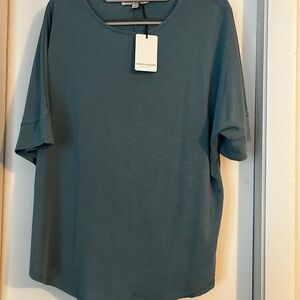 Green Envelope Teal Short Sleeve Top